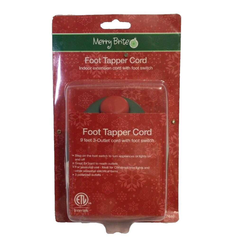 Merry Brite Foot Tapper Cord 9 Feet 3- Outlets‎ Extension Whit Foot Switch Green